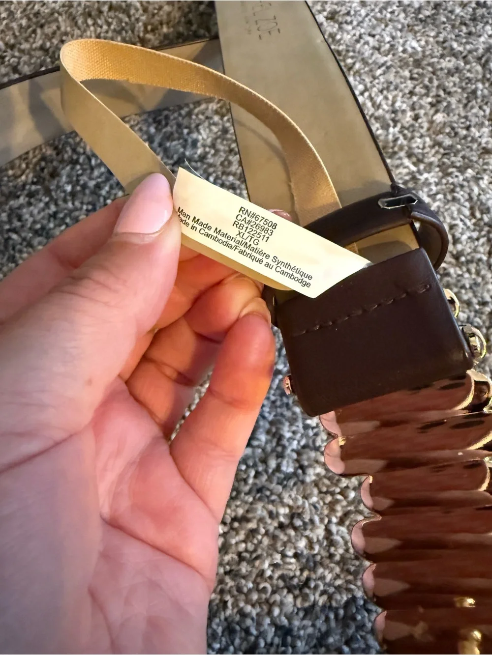 xl Brown Leather Rachel Zoe Belt with Gold Bar Accent